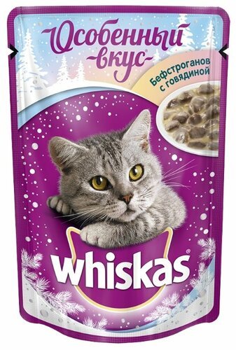 Корм д/кошек Whiskas желе говяд/ягн 85г пауч