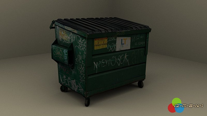 Low Poly мусорный бак