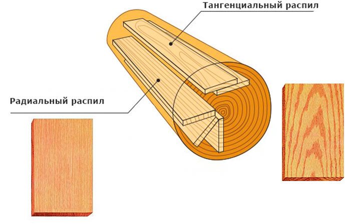 Тангентальный и радиальный распил