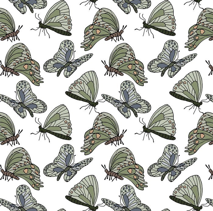 Ткань с бабочками