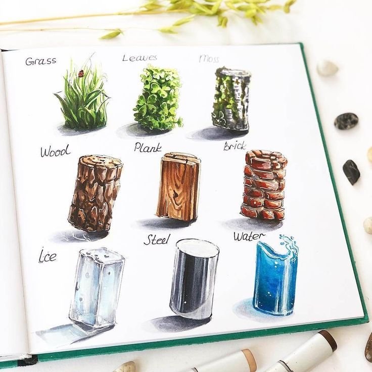 Скетчинг маркерами дерево