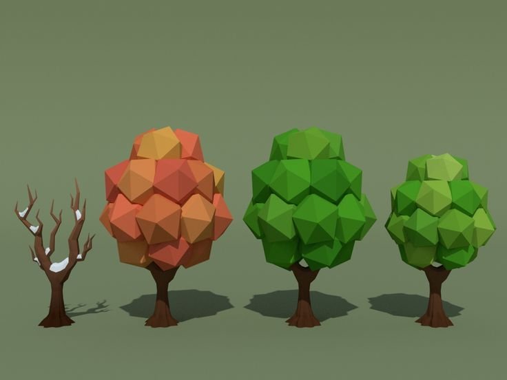 3d деревья Low Poly