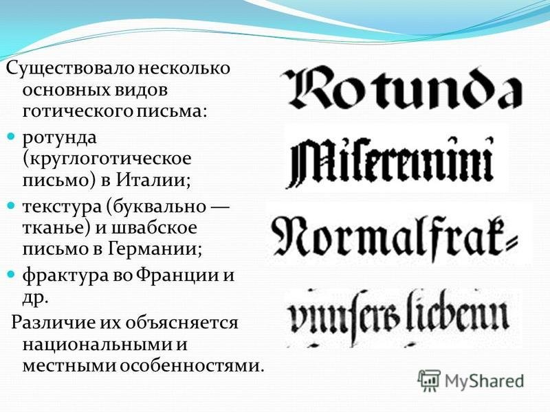 Виды готических шрифтов