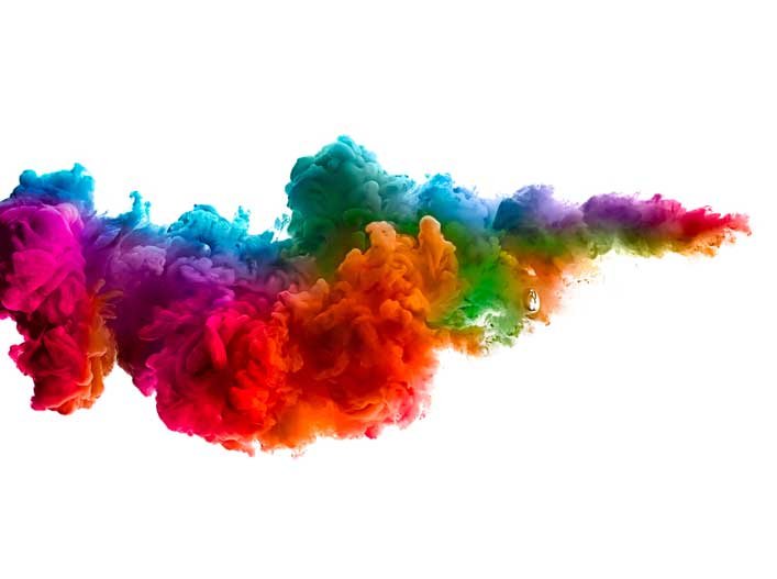 Взрыв красок на белом фоне