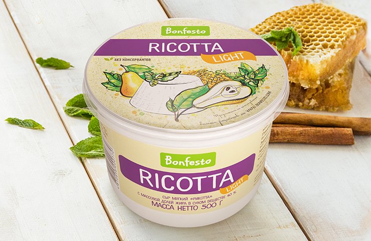 Сыр рикотта Лайт 40 250г Бонфесто