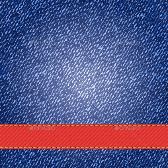 Красная джинса ткань