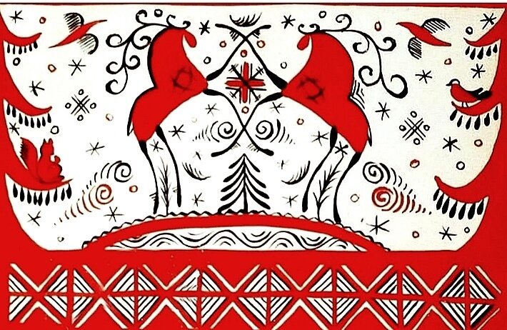 Мезенская роспись конь