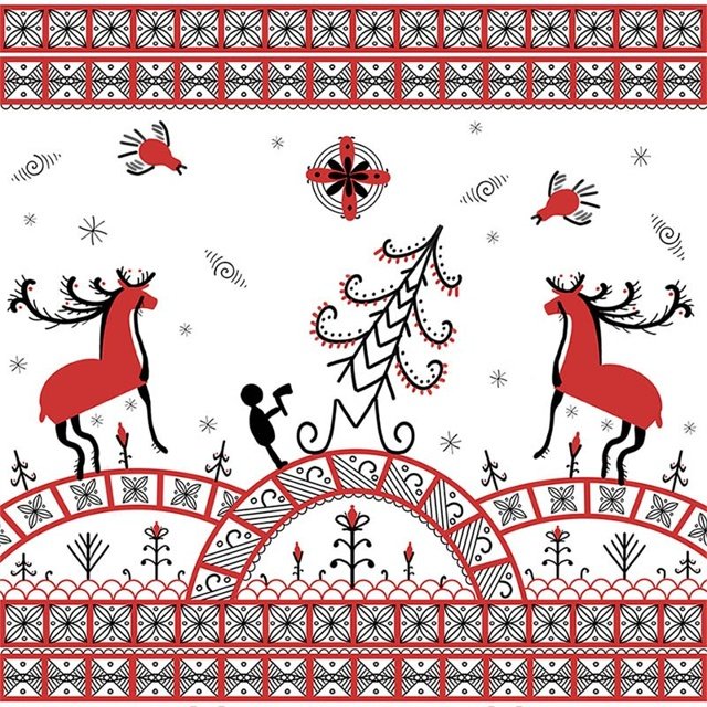 Мезенская роспись конь