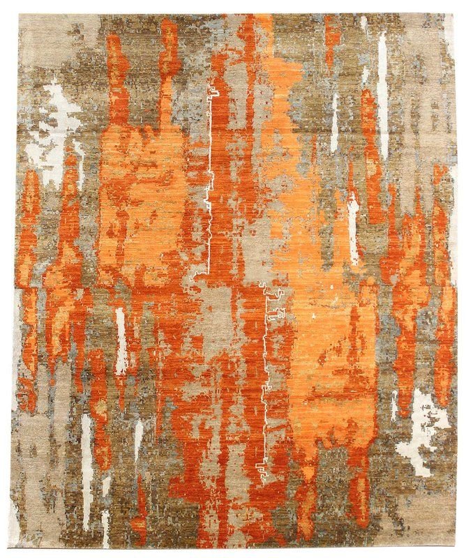 Ковер серый с оранжевым