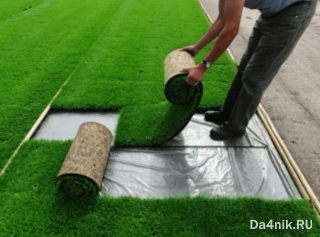Рулонный газон на геотекстиль