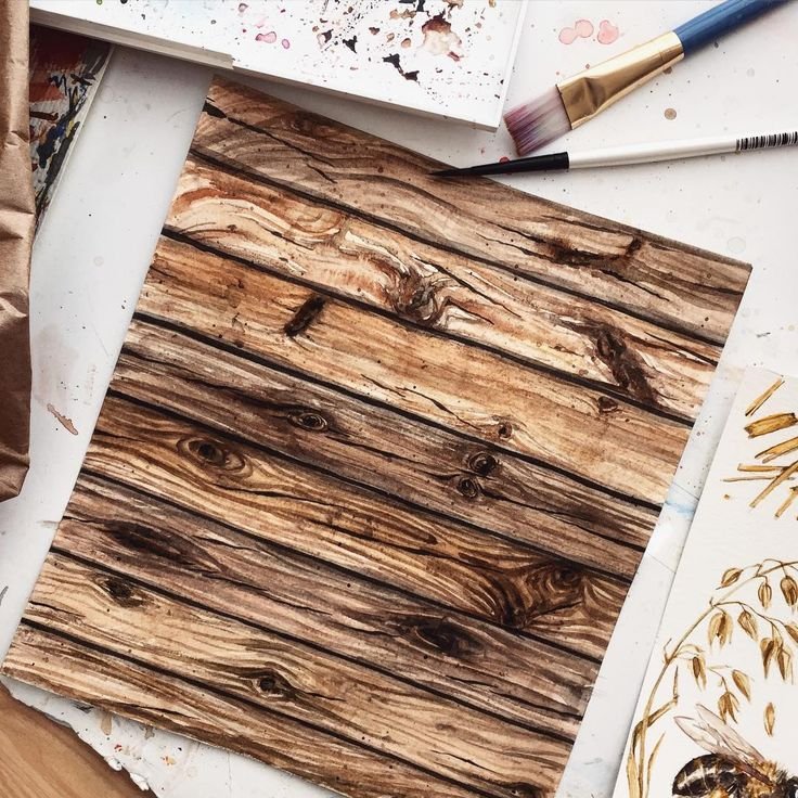 Фактура дерева акварелью