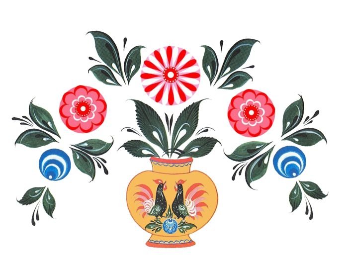 Элемент Городецкой росписи "Городецкий фазан"