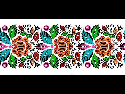 Городецкая роспись орнаментальная полоса