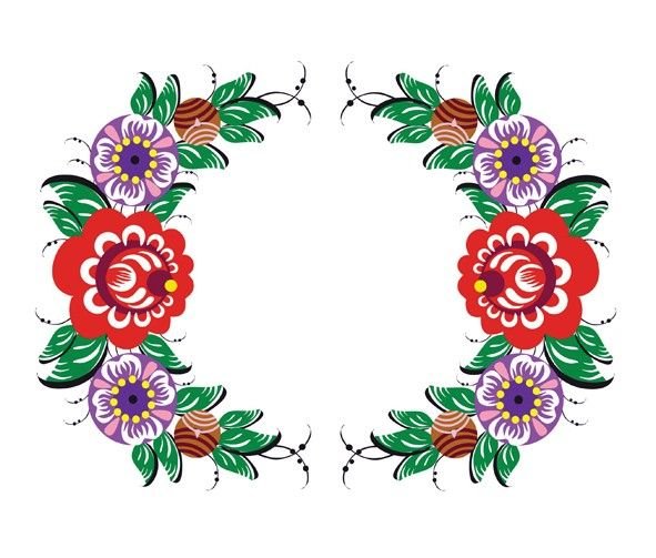 Городецкая роспись орнаментальная полоса