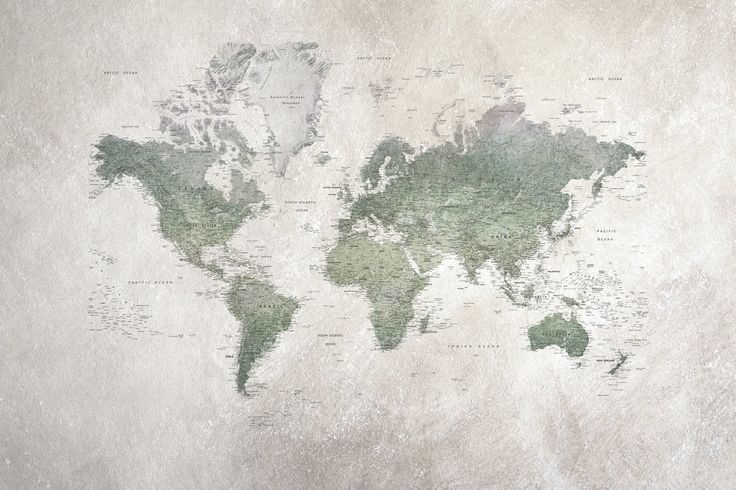 Фотообои карта мира в интерьере
