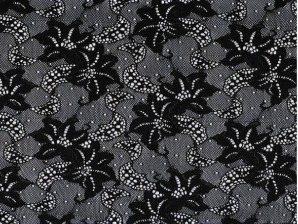 Гипюр ткань черная