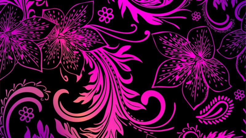 Яркие узоры на черном фоне