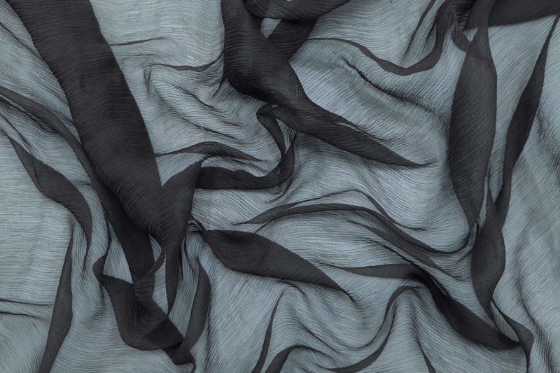 Шифон креш шелковый черный