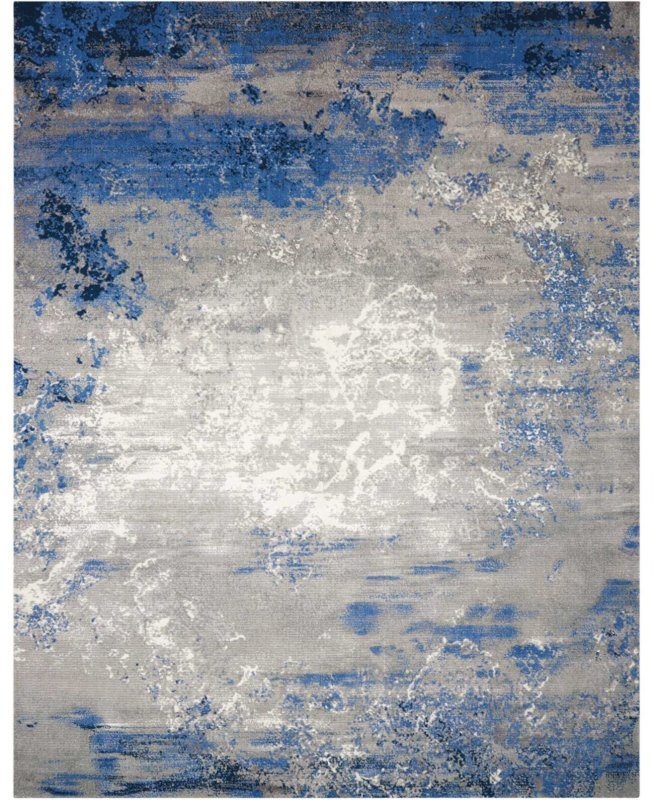 Синий ковер с потертостями