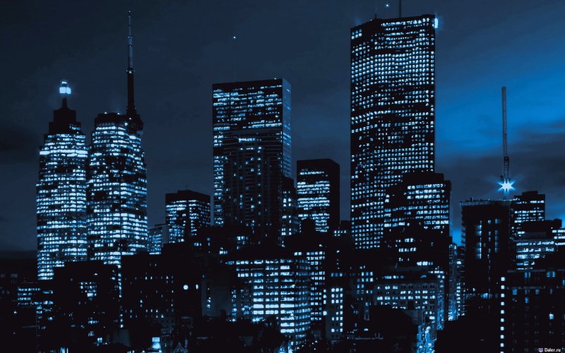 Ночные небоскребы Нью-Йорка