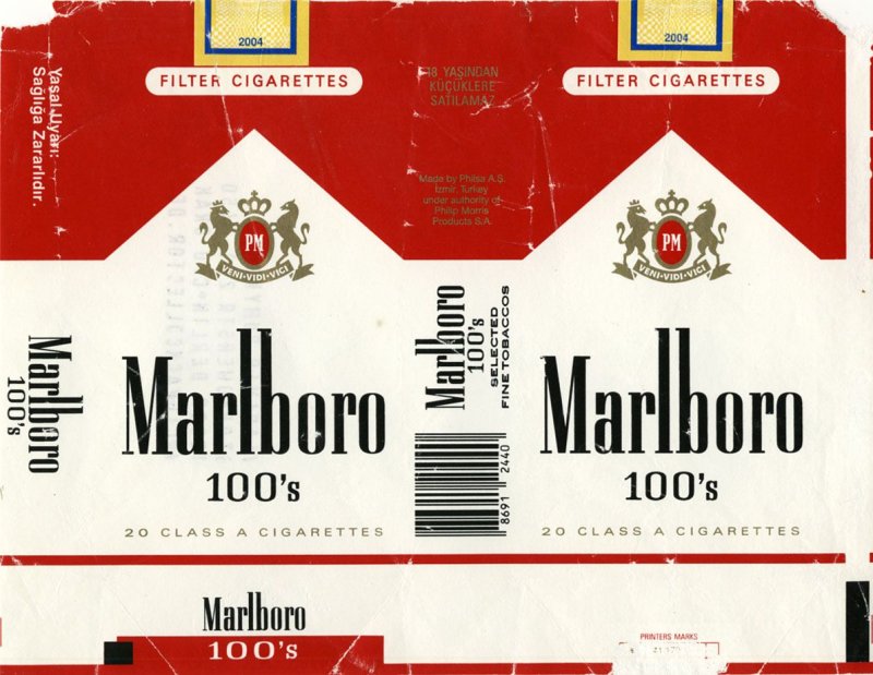 Развертка пачки сигарет Marlboro