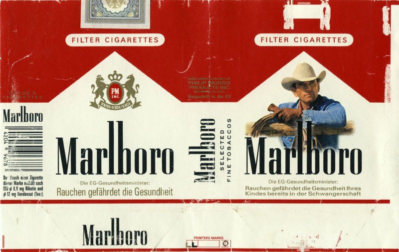 Развертка пачки сигарет Marlboro