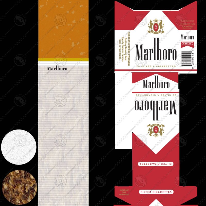 Развертка пачки сигарет Мальборо