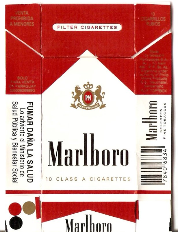 Развертка пачки сигарет Marlboro
