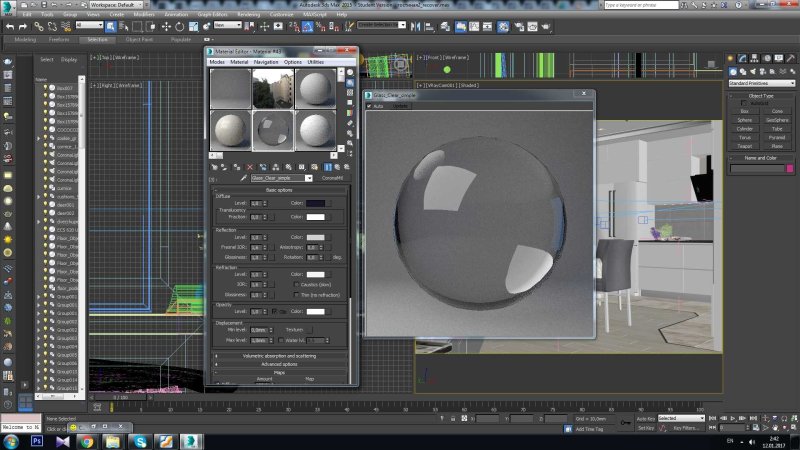 3ds Max материал стекло Corona