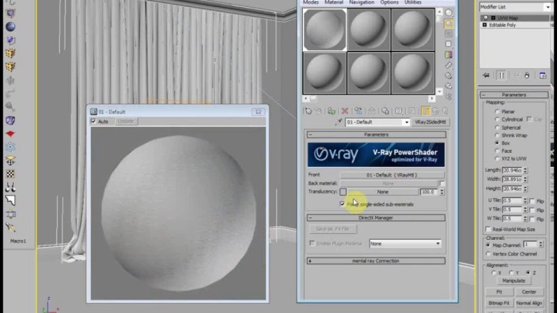 Материал тюль в 3d Max Corona