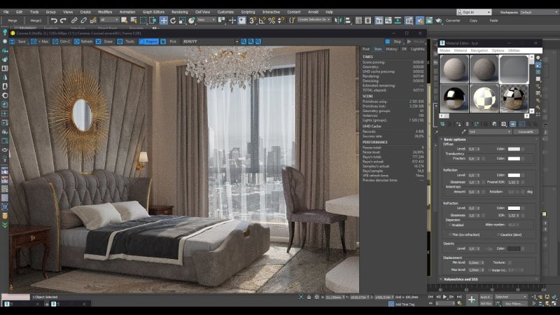 Материал тюль в 3d Max Corona