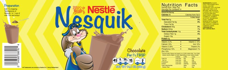 Несквик какао этикетка