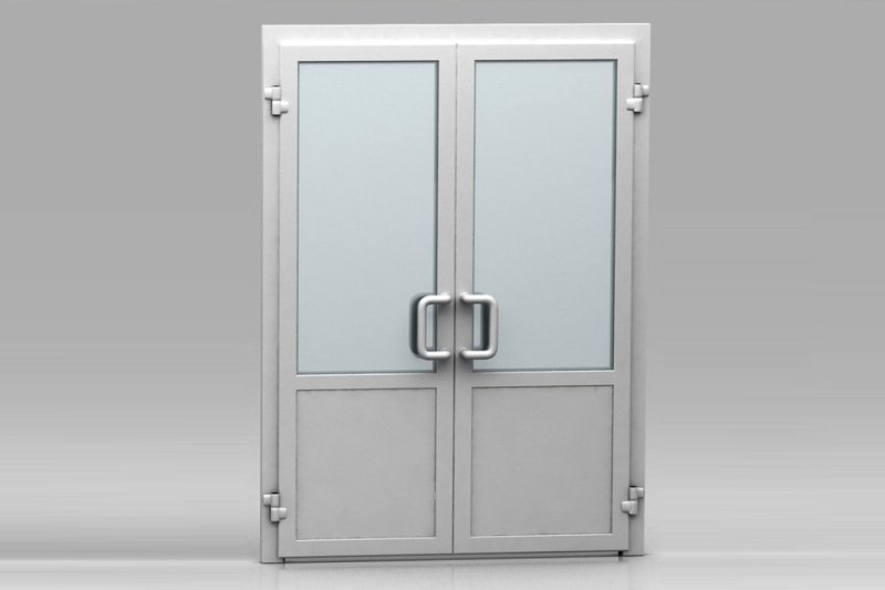 Дверь алюминиевая двустворчатая ALUTECH w62 2100 1300