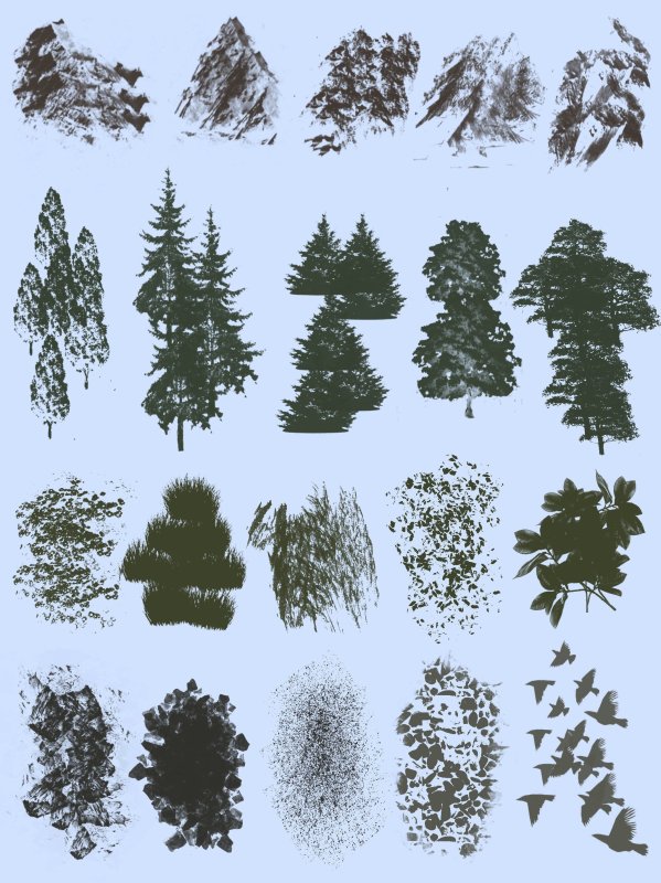 Кисти деревья для Procreate