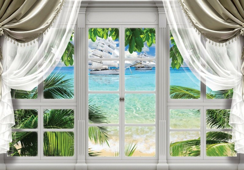 Фотообои окно с видом на море