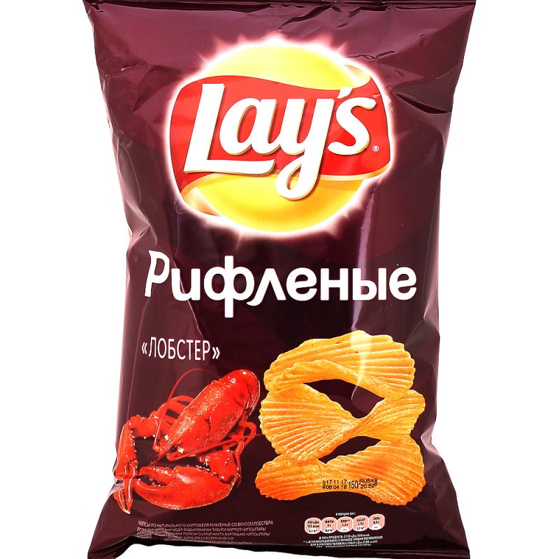 Чипсы lays рифлёные лобстер 150г