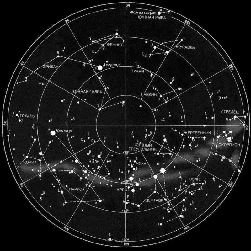 Карта звездного неба Северного полушария с созвездиями