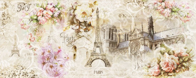 Фреска Париж Эйфелева башня