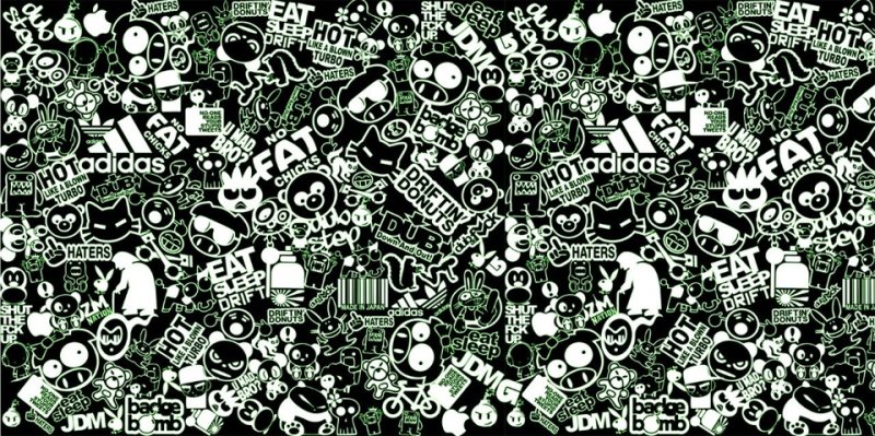 Стикербомбинг черно белый