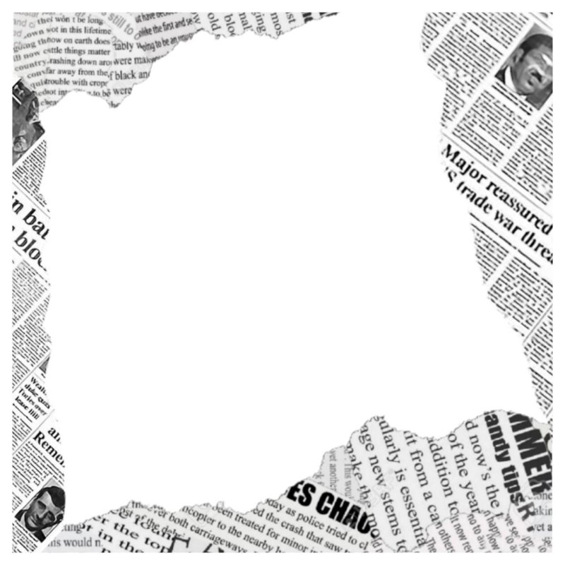 Обрывок газеты на прозрачном фоне