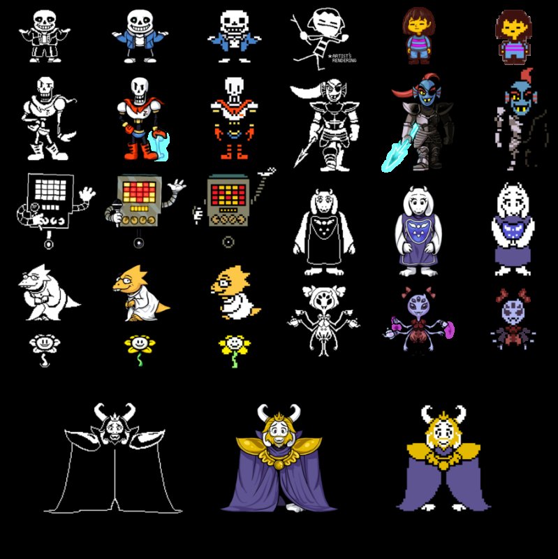 Спрайты всех персонажей андертейл