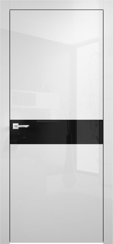 Белые двери с черным стеклом