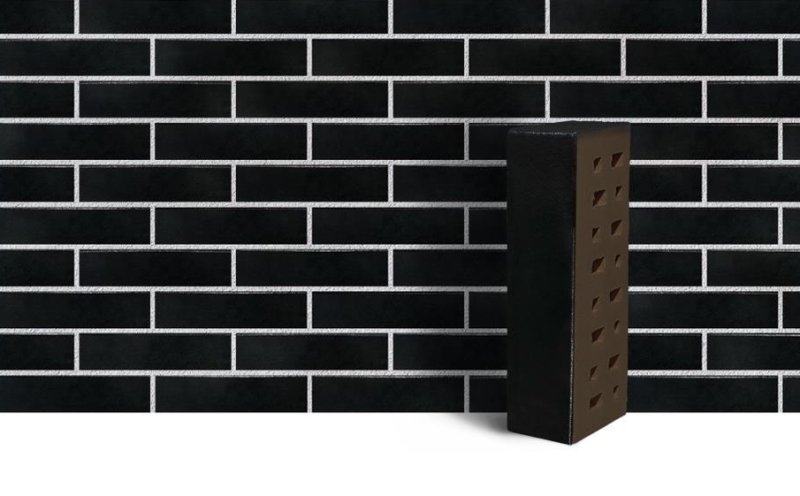 Клинкер фасадный чёрный матовый "Рейкьявик" 0,71nf гладкий