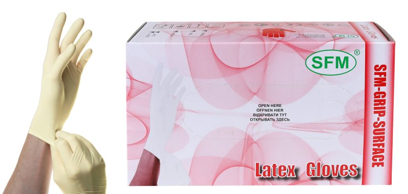 Перчатки SFM диагност. Латексные, нестерил. Опудр. Р. M, 50 пар