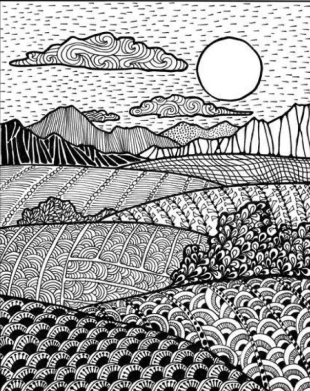 Стилизованный пейзаж Графика