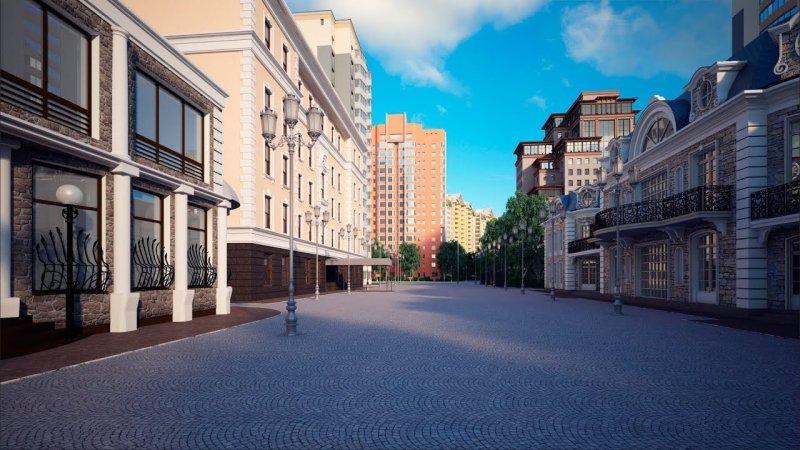 Бэкграунд 3ds Max двор город