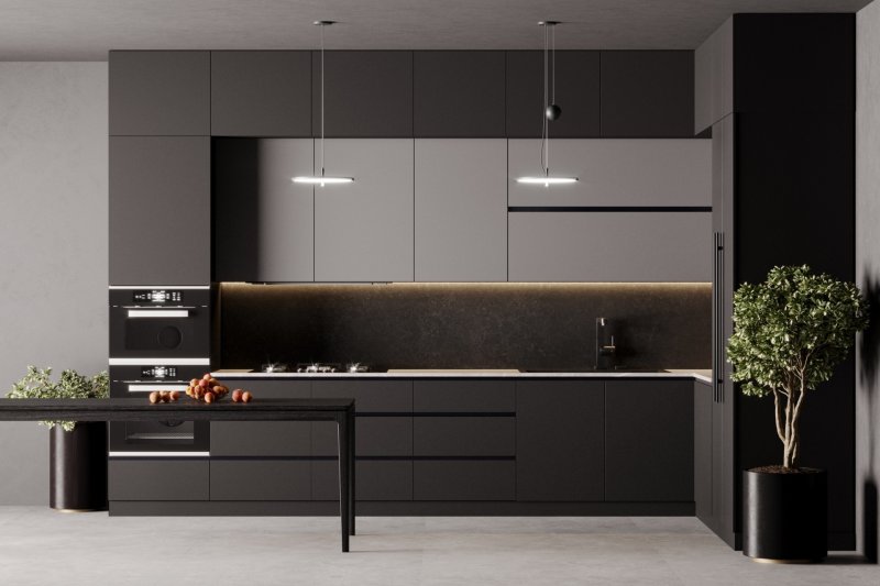 Черная матовая кухня