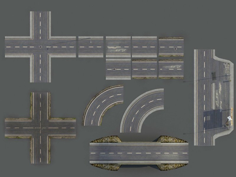 Damage Road Pack 3ds Max model