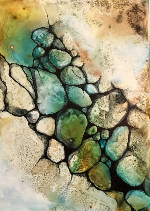 Камни акварелью