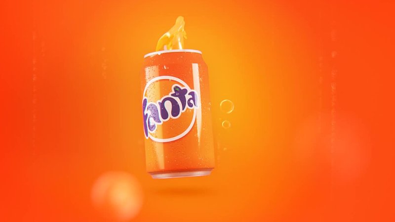 Фанта на оранжевом фоне